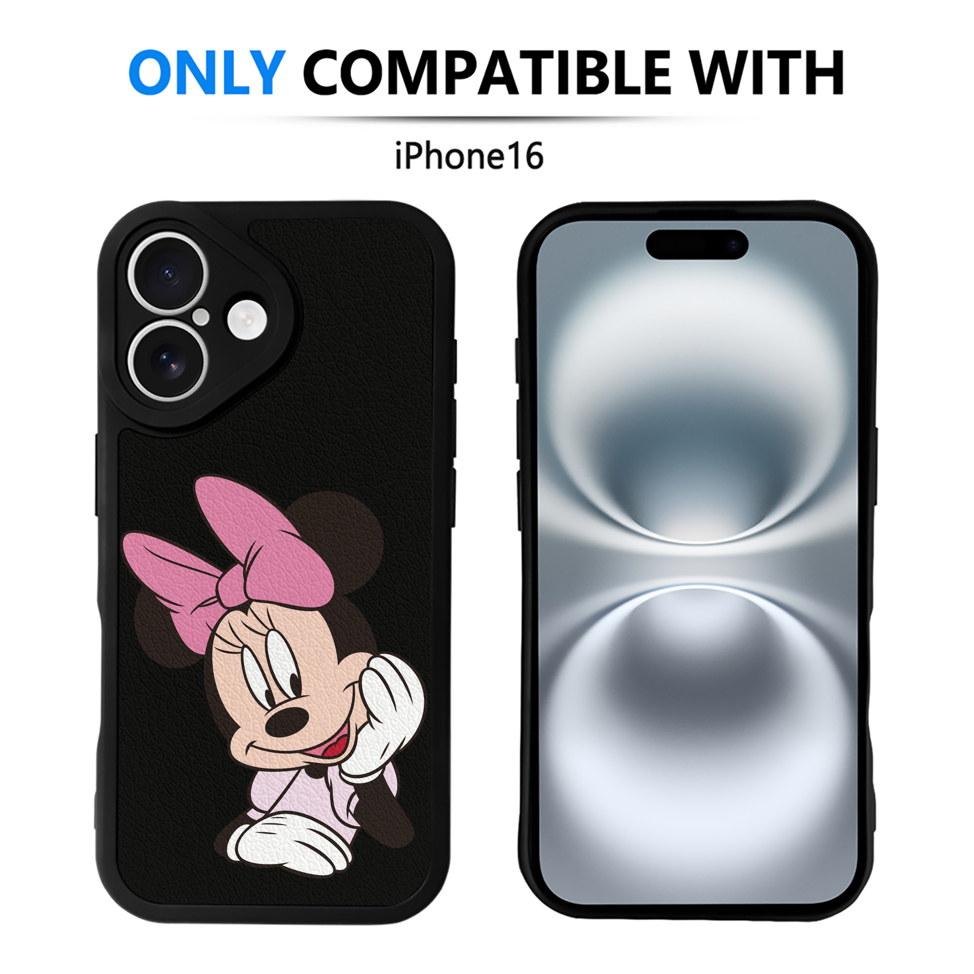 （画像用） ミッキーマウス Mickey Mouse 【iPhone 16シリーズ対応】シリコンスマホケース（レザー調） 材質：シリコン